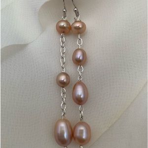 Handmade asymmetric pearl drop earrings